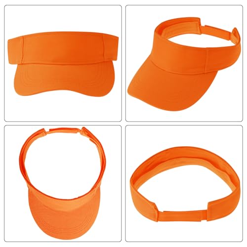 Adjustable Sport Visor Hats - 2 Pack, One Size, Orange
