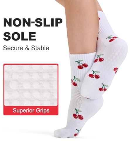 Dorobios Fruita Cotton Grip Pilates Socks for Women - Non-Slip Yoga & Workout Socks