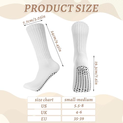 Slouch Pilates Socks with Grips - Non-Slip Yoga Socks, 5.5-8 White