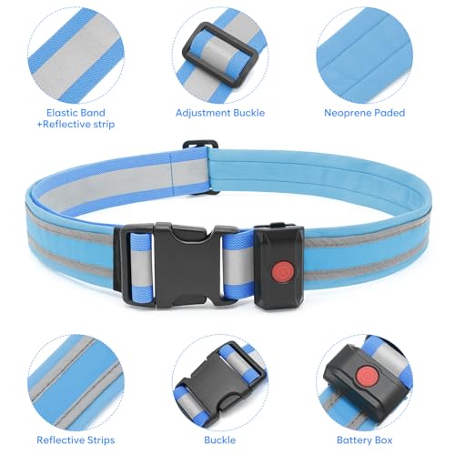 Illumifun Royal Blue LED Running Belt - USB Rechargeable High-Visibility Waist Light for Night Running & Cycling