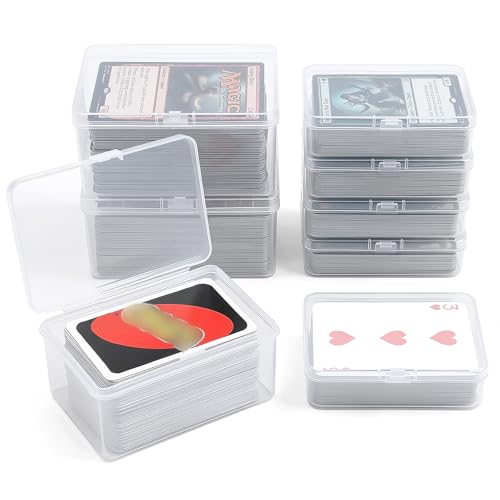 Playing Card Storage Box Set of 6 - Clear Plastic Organizer with Snap Lid