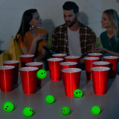 Glow in the Dark Table Tennis Balls - 12 Pack with Smile Face