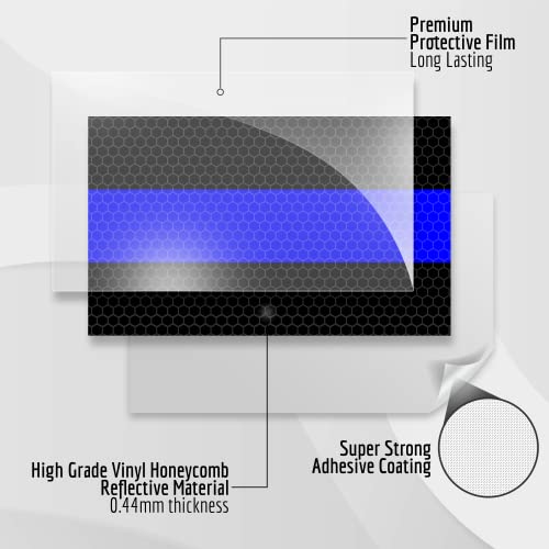 Reflective American Flag Decal - 5x3.25 Inches - Blue Line - 3 Pack
