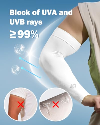 3 Pairs UV Sun Arm Sleeves for Women & Men Cooling Tattoo Cover Up – White