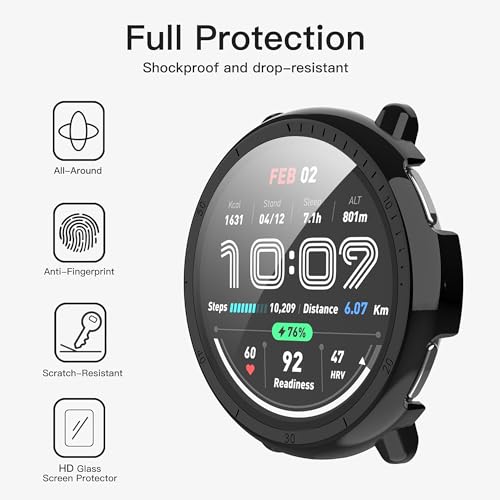 Amazfit Active 2 Case with Tempered Glass Protector - Clear 3