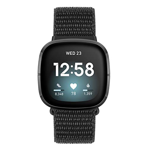 Nylon Replacement Bands for Fitbit Versa 4/Sense 2 - Dark Black