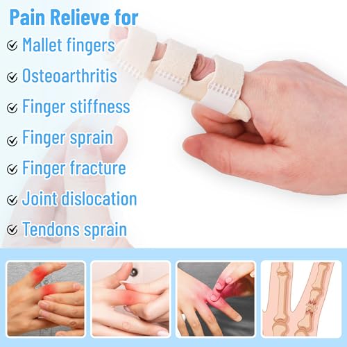 Adjustable Finger Splint Brace for Arthritis & Injury - 4 Pack, Beige