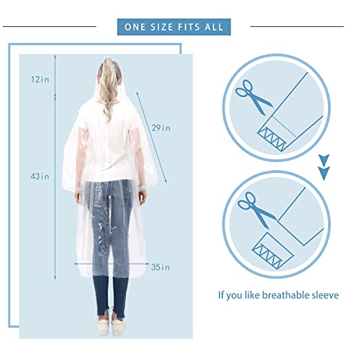 Disposable Rain Ponchos for Kids & Adults 4 Pack - Extra Thick, One Size