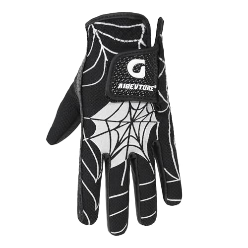Kids Golf Gloves - Junior Left Hand - Black & Silver - Age 2-4