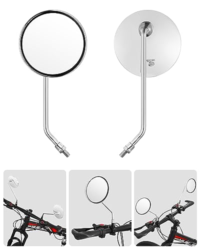 Julai Silver Bicycle & Motorcycle Mirrors 1 Pair with 8mm Bolt - Vintage Style