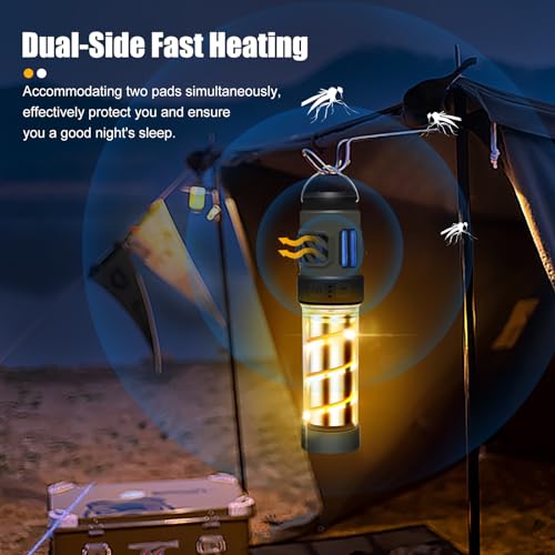 Repelix Buzz Defense Portable,???????????????? Repellent Rechargeable Flashlight Camping Lantern Lights with Dual-Heating, Waterproof White&Warm Light Lantern for Outdoor Camping, 12refills