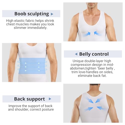 Mens Compression Tank Top - Gynecomastia Slim Shaper Undershirt