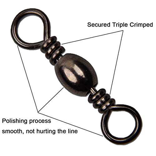 Fishing Barrel Swivels - High Strength Solid Ring Connector - Black #10, 50pcs