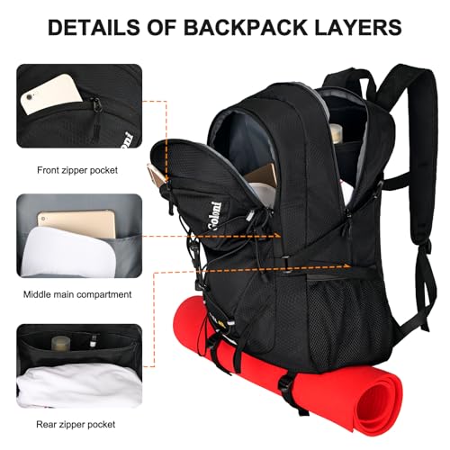 Goloni 45L Black Foldable Hiking Daypack Lightweight Water-Resistant Backpack
