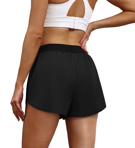 3'' Athletic Workout Running Shorts for Women - Black, Medium