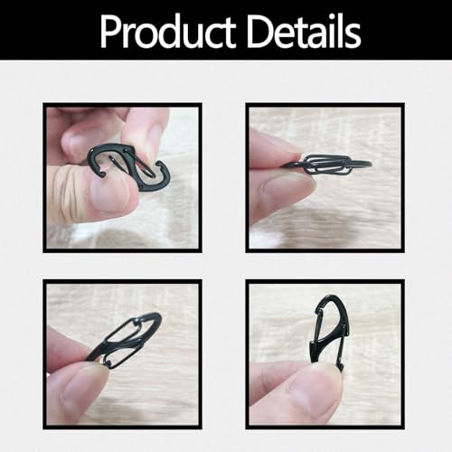 Mini Carabiner Backpack Zipper Locks - 24pcs Black Anti-Theft Clips
