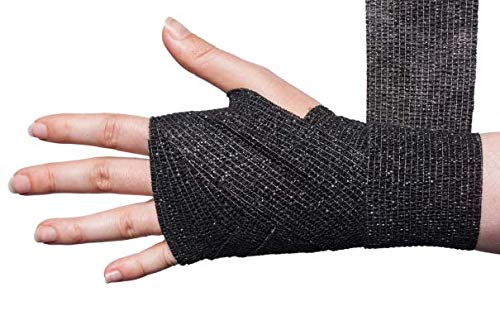 RISEN Black Cohesive Bandage 2” x 5 Yards - 6 Rolls Self-Adherent Medical Wrap for Athletic & First Aid