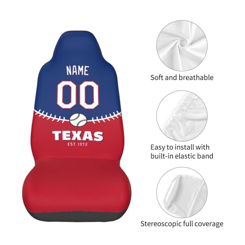 Texas Car Seat Covers - Custom Name & Number, Universal Fit