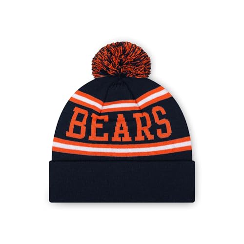 Chicago Bears Pom Beanie Hat - NFL Team Logo Stripe - One Size