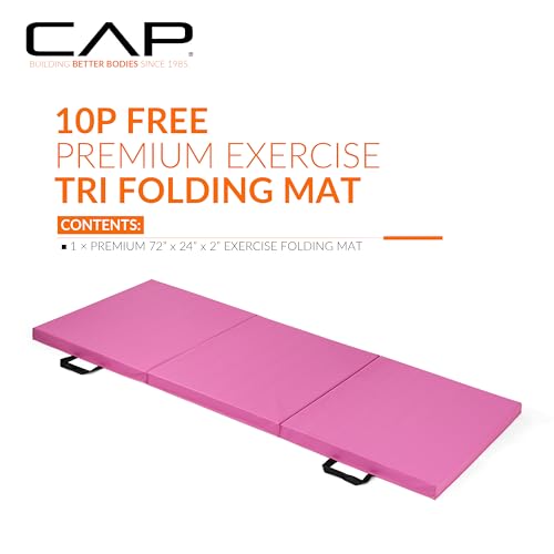 Folding Exercise Mat - Extra Thick 2-Inch Foam, Durable & Non-Toxic - Pink