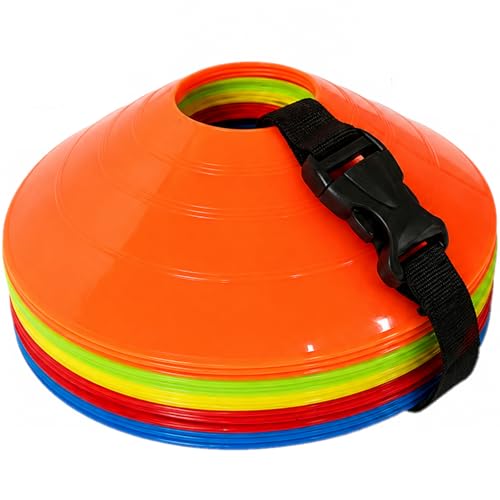 Agility Soccer Cones Set of 15 - Multi Colors with Mesh Bag