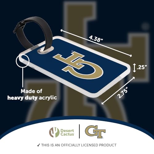 Acrylic Luggage Tag - Georgia Tech Yellow Jackets - 2 Pack