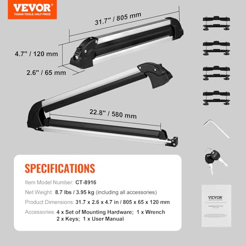Universal Ski & Snowboard Roof Rack - Holds 6 Pairs of Skis or 4 Boards