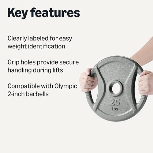 25 lb Olympic Cast Iron Weight Plate - 2-inch Grip, Powerlifting & CrossFit