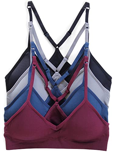 Kalon Women's Small Dark Basics 4-Pack Racerback Seamless Wireless Sports Bra