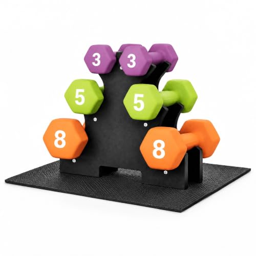 Aurorafy 32LB Neoprene Dumbbell Set with Rack - Multicolor Space-Saving Home Gym Weights