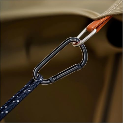 Black Carabiner Clip Set - Mini 2 Inch & Large 3 Inch, 6pcs