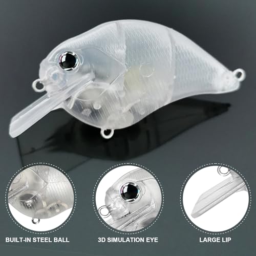 Ghanneey 20pcs Unpainted Fishing Lure Blanks 0.5oz/14g DIY Crankbaits Kit