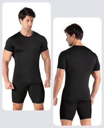 Niksa Men's Compression Workout Shirt Black Small 1-Pack Short Sleeve Moisture Wicking Base Layer