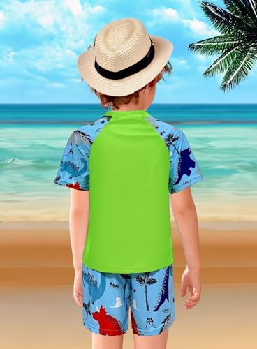 Toddler Boys Dinosaur Rashguard Swimsuit Set - 4-5T Green
