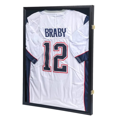 Large Lockable Jersey Display Frame with UV Protection - Matte Black