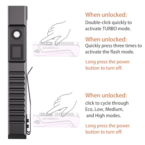 2 Pack 1500 Lumen EDC Flat Flashlight, USB-C Rechargeable Pocket Light, 6 Mode Portable Small Flashlights for Outdoor Camping, Emergency, and Home Use