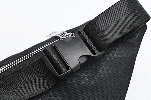 Water-Resistant Waist Bag - 3 Pocket Fanny Pack with Adjustable Belt - Black