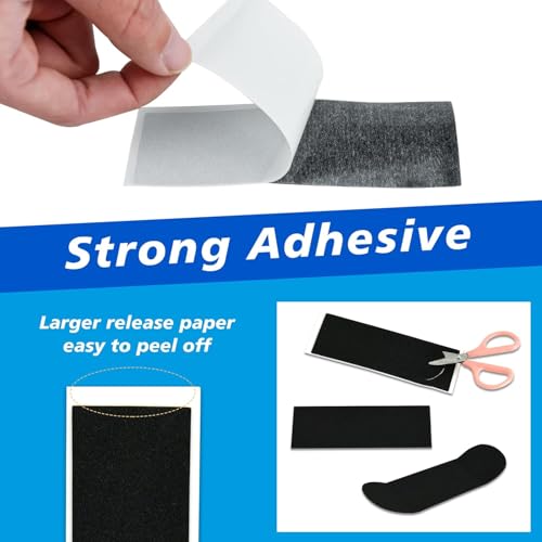Haisalin 100 Pcs Fingerboard Grip Tape - 110mm x 38mm Black Foam Stickers