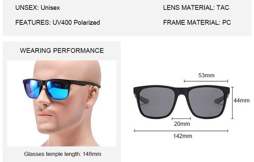 DE Outdoors Polarized Sunglasses, Lightweight Sun Glasses with UV Protection for Fishing Hiking Driving Golf & More (Blue Fin-Blue, Blue)
