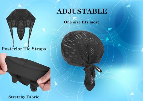 Breathable Cycling Bandana Headscarf - Adjustable Mesh Sweat Wicking - Black