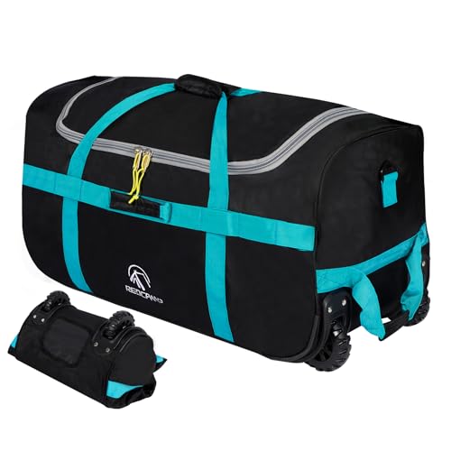 REDCAMP 85L Black Foldable Wheeled Duffel Bag - Small Travel Luggage