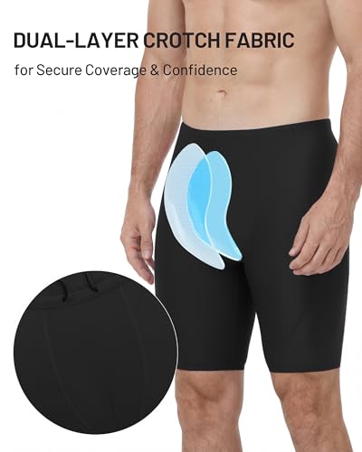 Men's Swim Jammers Compression Training Shorts - Medium / Black