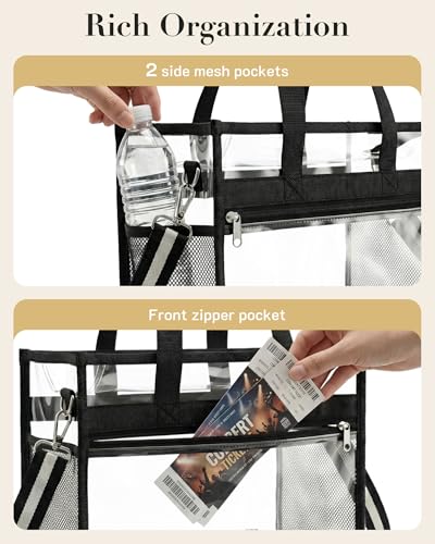 Clear Stadium Tote Bag for Women - Waterproof, Adjustable Strap
