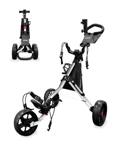 Lightweight Golf Push Cart - Aluminum 3-Wheel Foldable - Silver