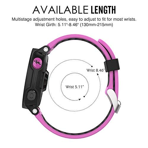 HWHMH Colorful Replacement Silicone Bands with Pin Removal Tools for Garmin Forerunner 220/230/235/620/630 (No Tracker, Replacement Bands Only) (Pack of 6)