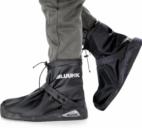 XX-Large Waterproof Boot Covers - Reusable Rain Shoe Covers - Black