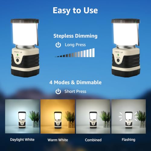 Lepro Rechargeable LED Camping Lantern 1000LM White, 4 Light Modes, Water-Resistant