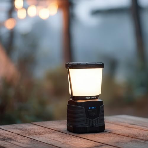 Amazon Basics 1000 Lumen LED Camping Lantern, 360° Dimmable, IPX4 Water Resistant