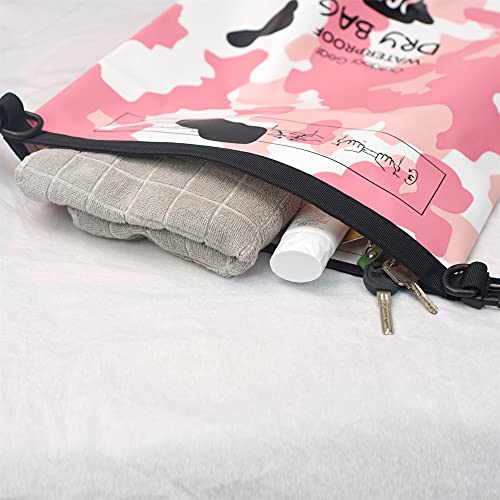 Roll Top 5L Dry Bag Waterproof for Kayaking & Stand Up Paddle Board (Forest Camouflage Pink) - YUMQUA