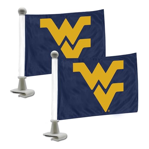 West Virginia Mountaineers Car Flags - 2 Pack Mini Auto Flags, 4" x 6"